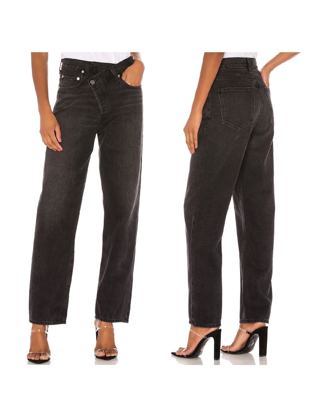 AGOLDE Criss Cross Straight Jeans Savage Black Size 23